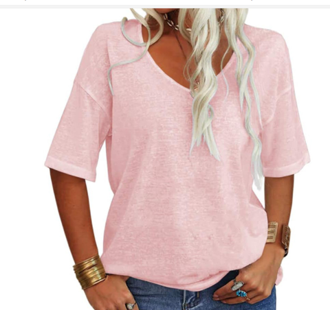T-shirt ample Estelle | Coton et lin léger, col en U 2