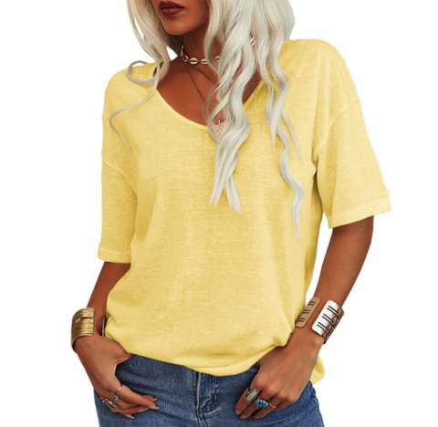 T-shirt ample Estelle | Coton et lin léger, col en U 3