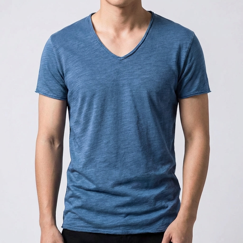T-shirt homme Pierre | Col V ajusté, manches courtes, été 0