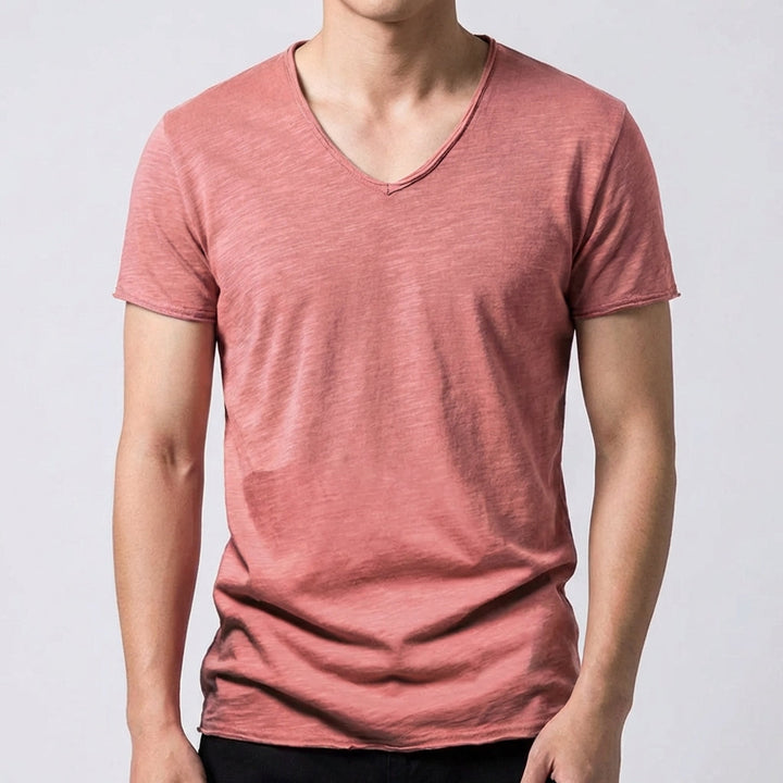 T-shirt homme Pierre | Col V ajusté, manches courtes, été 2
