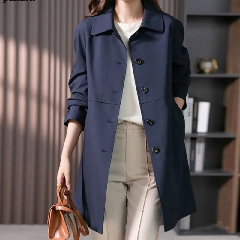 Trench Femme Élégance | Mi-Long, Tissu Respirant, Coupe Ajustée 0