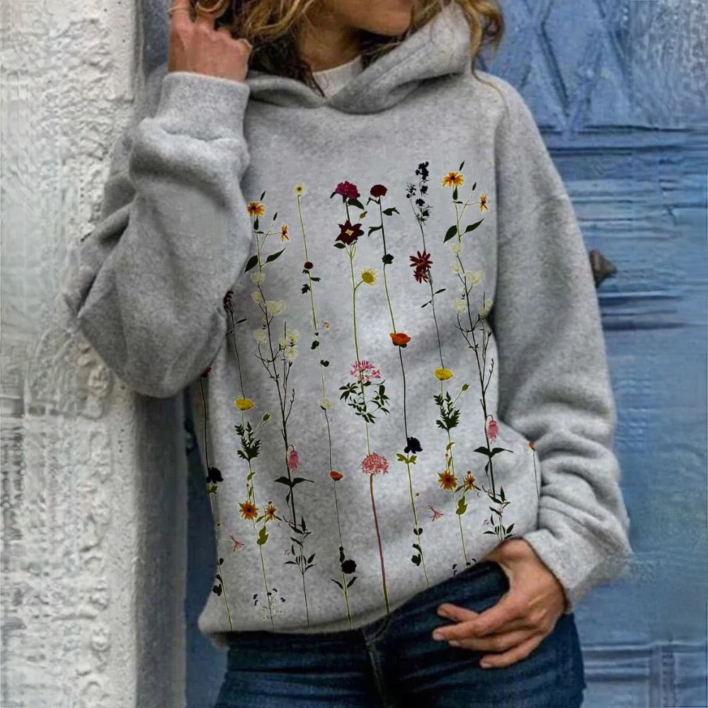 Sweat à Capuche Fleuri Camille Femme | Capuche Cordon, Manches Longues 0