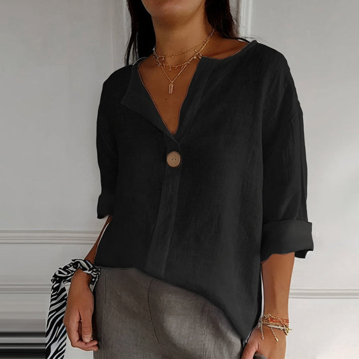 Blouse en Lin Charlotte Femme | Col Ouvert, Manches Retroussables 3