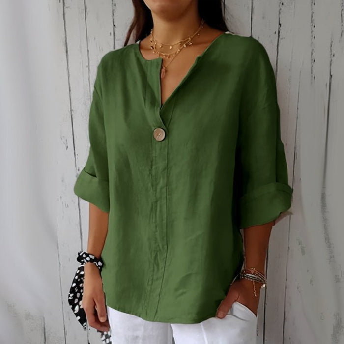 Blouse en Lin Charlotte Femme | Col Ouvert, Manches Retroussables 4
