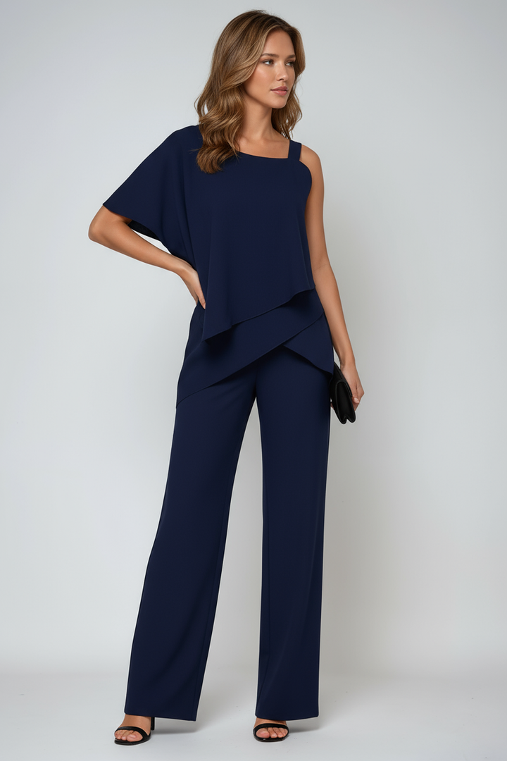 Ensemble Deux Pièces Léa Femme | Top Asymétrique, Pantalon Ample 2