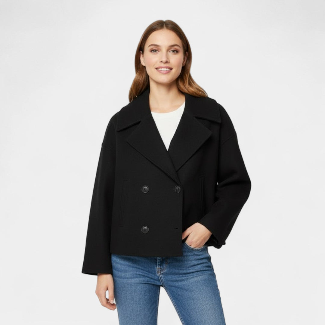 Veste Femme Riche | Laine Douce, Double Boutonnage et Poches Latérales 0