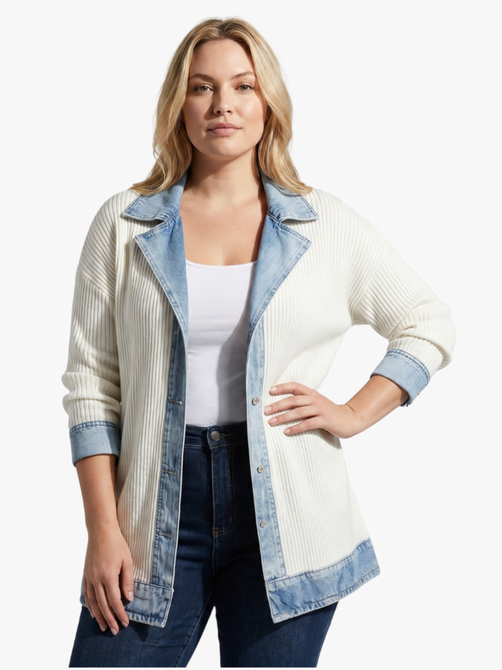 Veste en Jeans Femme Mira | Coupe Ample en Coton Tricoté, Style Décontracté 1