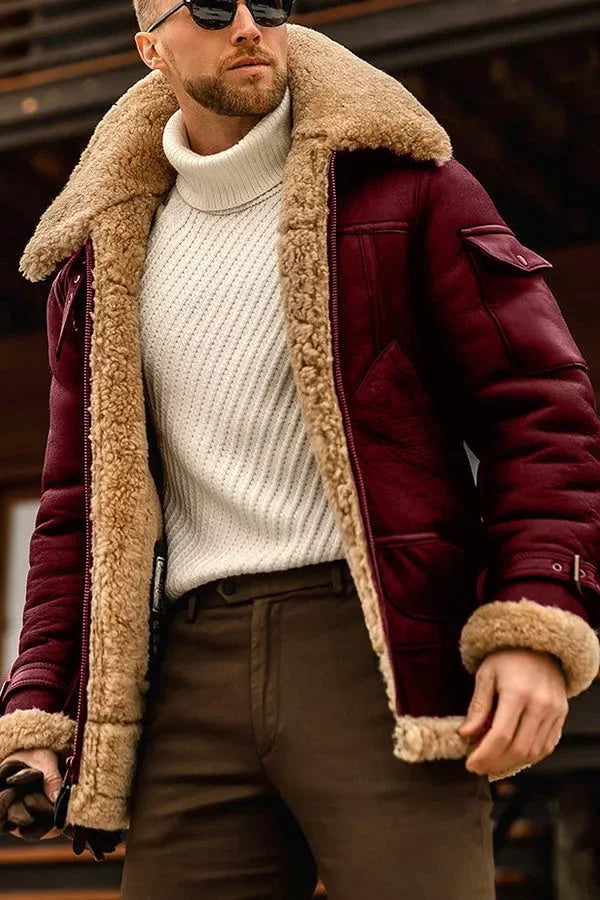 Veste en cuir Olivier | Veste aviateur classique en cuir véritable, coupe structurée 2