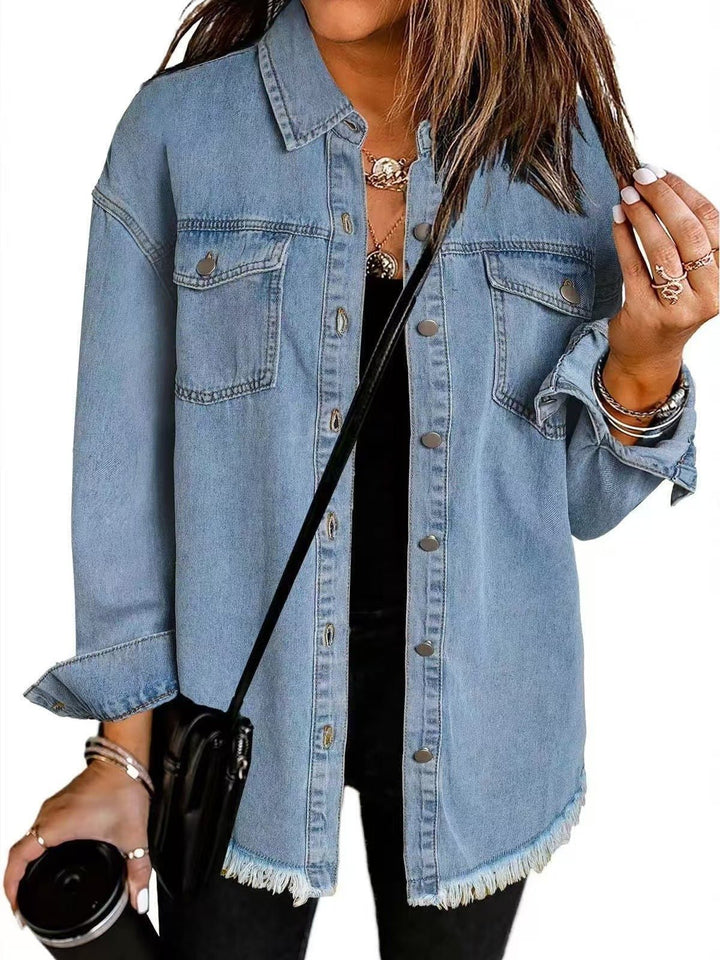 Veste en denim Viona | Ourlet effiloché, coupe ample pour femme 1