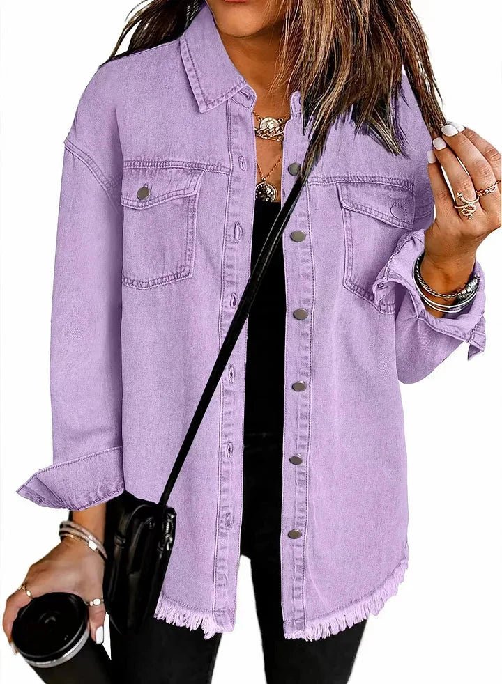 Veste en denim Viona | Ourlet effiloché, coupe ample pour femme 10