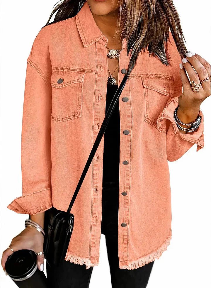 Veste en denim Viona | Ourlet effiloché, coupe ample pour femme 11