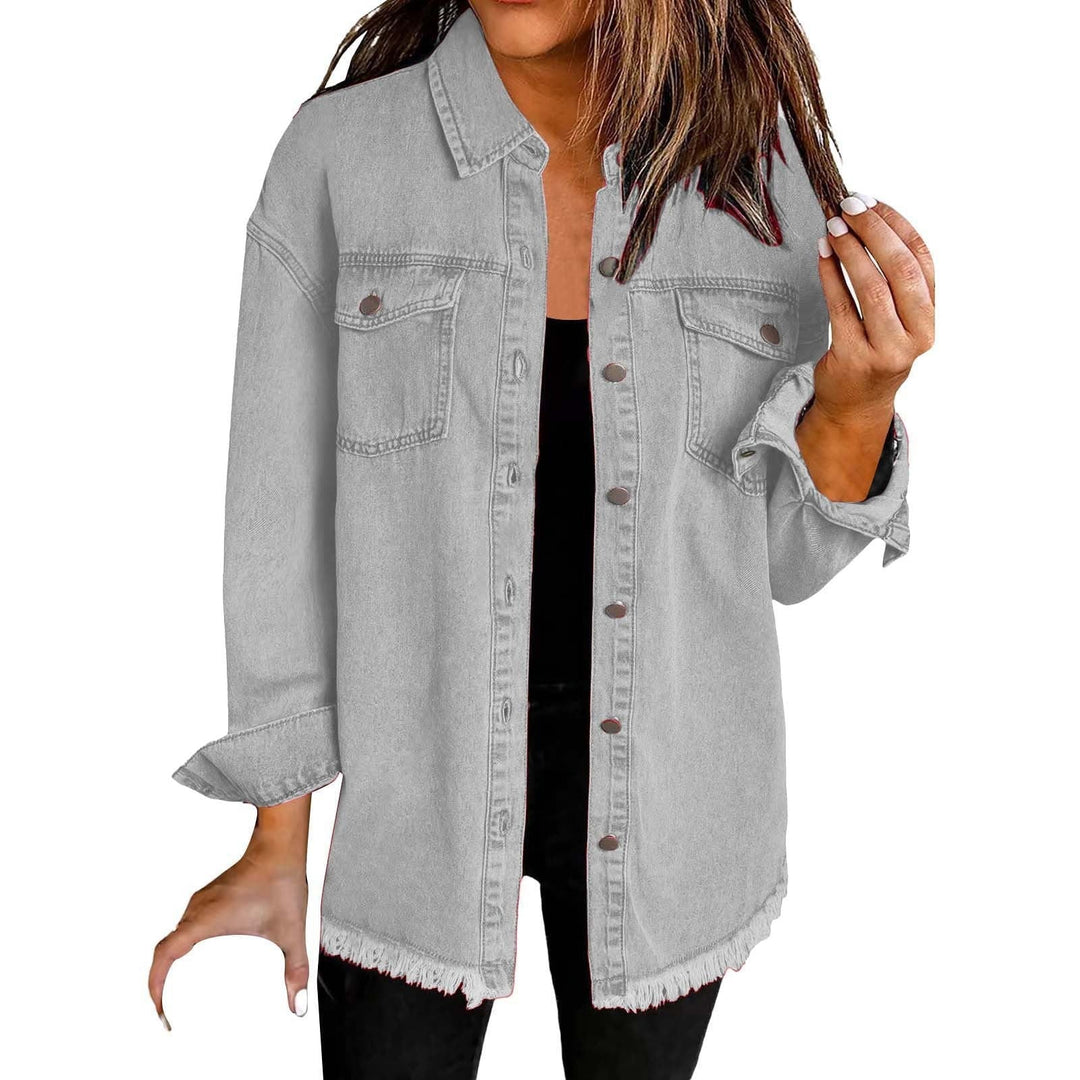 Veste en denim Viona | Ourlet effiloché, coupe ample pour femme 12