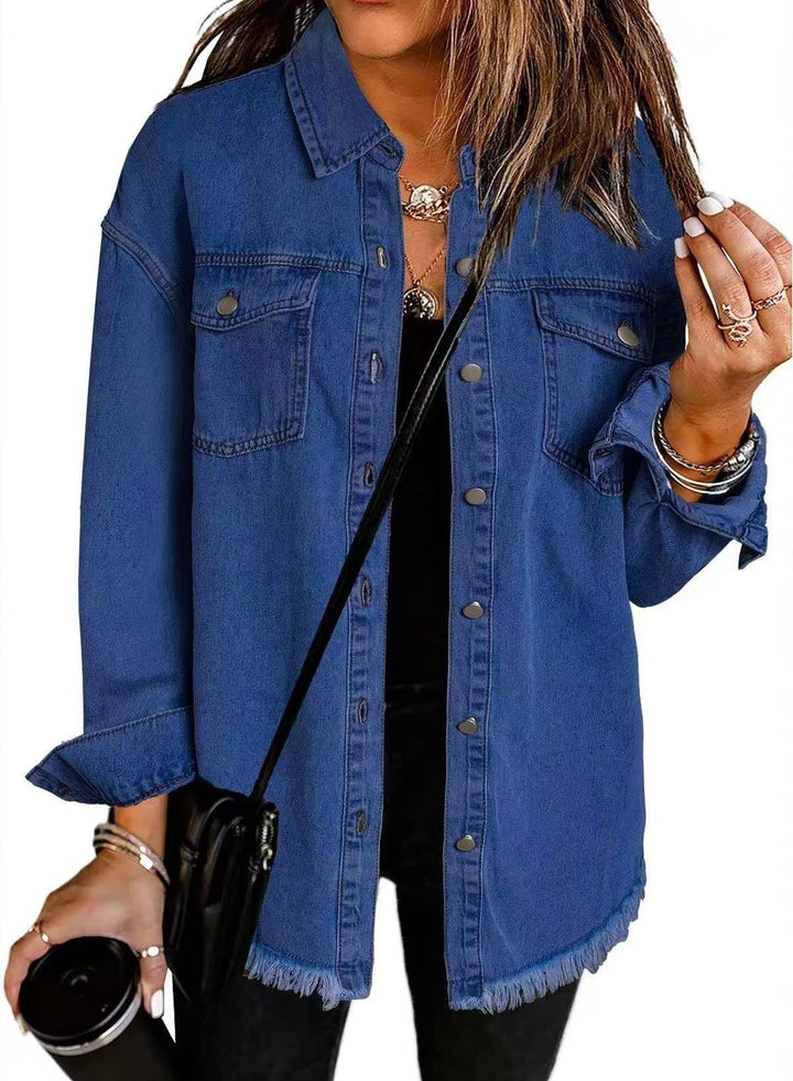 Veste en denim Viona | Ourlet effiloché, coupe ample pour femme 2