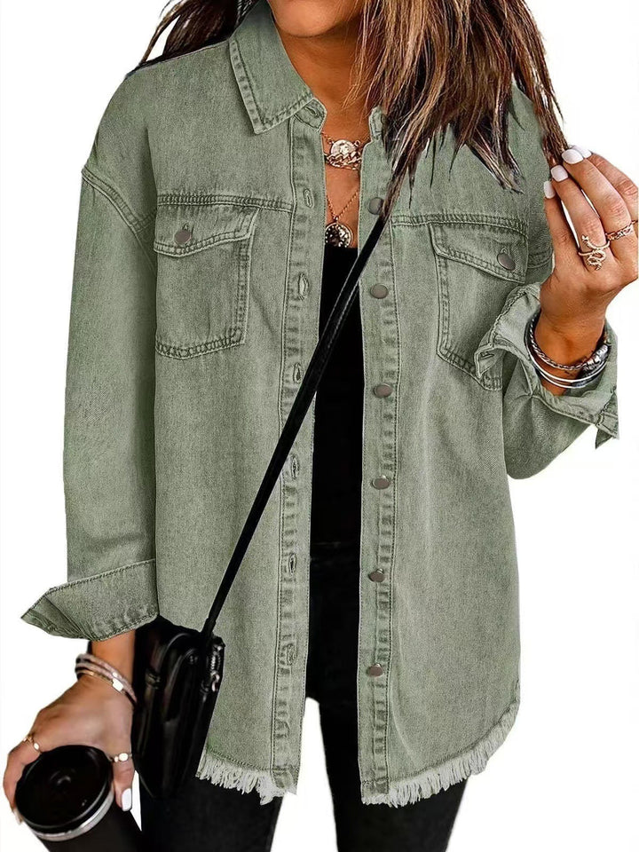 Veste en denim Viona | Ourlet effiloché, coupe ample pour femme 3