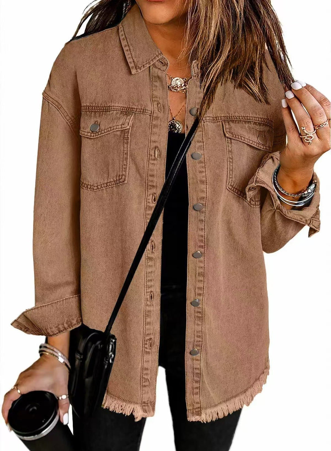 Veste en denim Viona | Ourlet effiloché, coupe ample pour femme 5