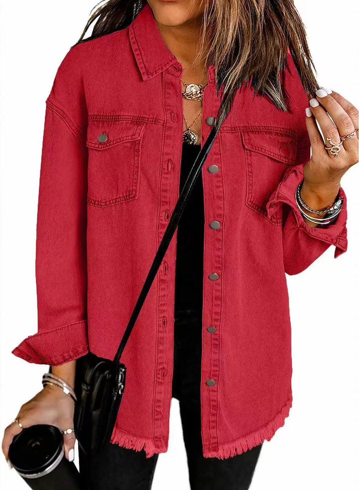 Veste en denim Viona | Ourlet effiloché, coupe ample pour femme 6