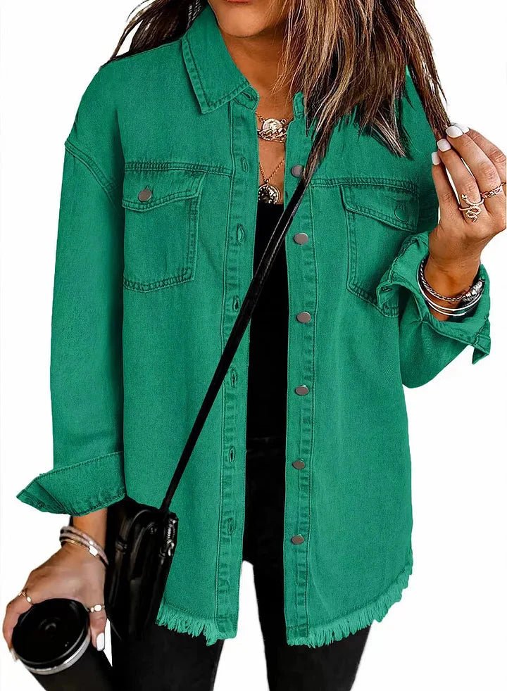 Veste en denim Viona | Ourlet effiloché, coupe ample pour femme 9