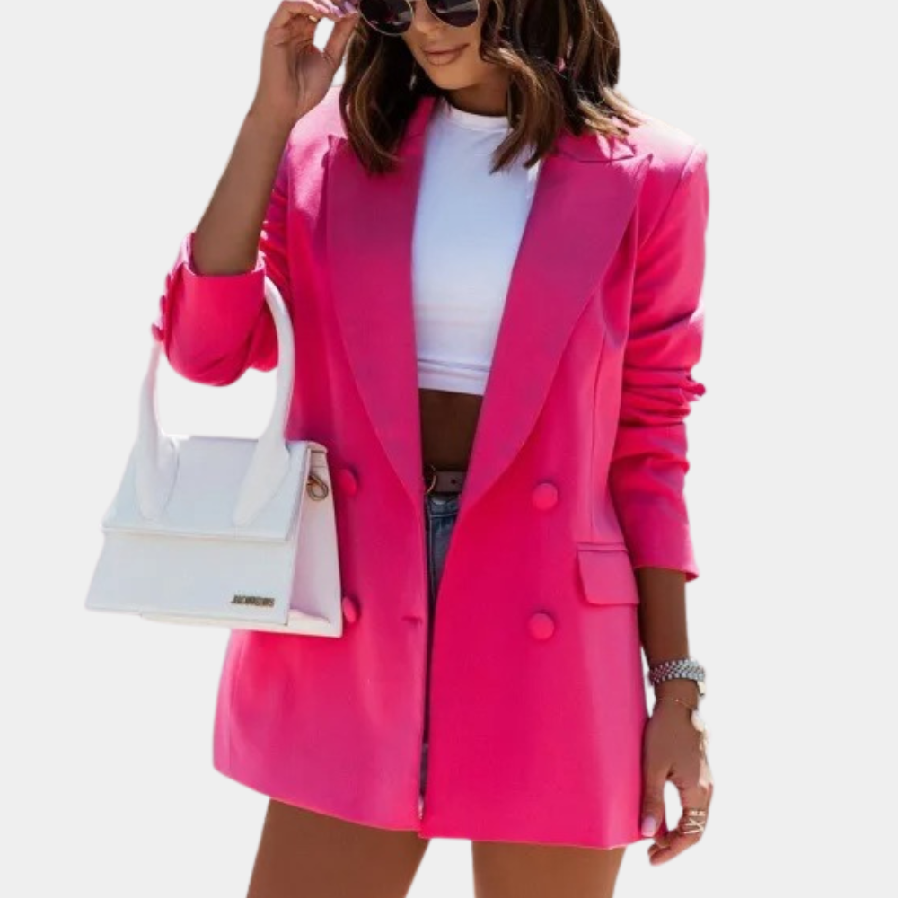 Blazer Mi-Long Margaux Femme - Rose rouge