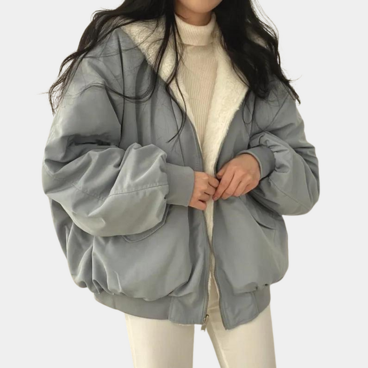 Blouson Oversize Léa Femme à Capuche | Doublé Fausse Fourrure 0