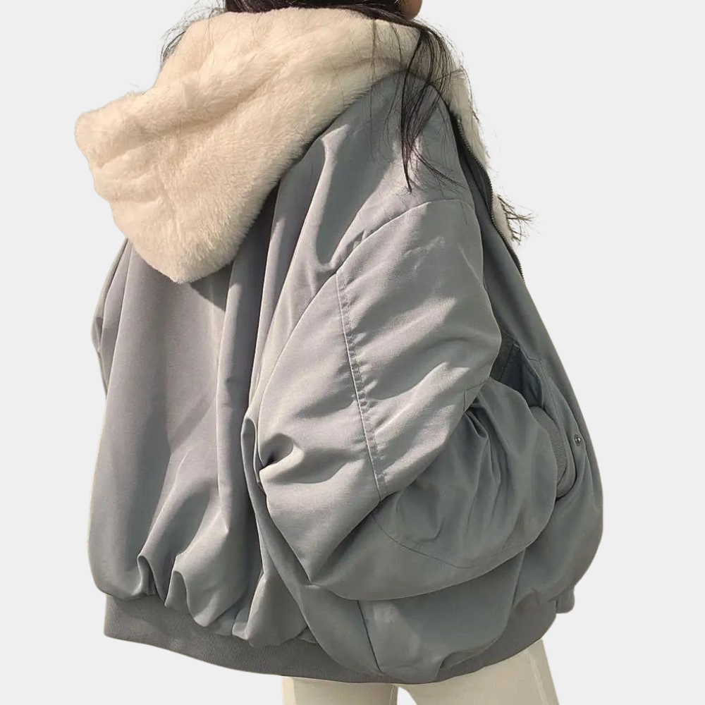 Blouson Oversize Léa Femme à Capuche | Doublé Fausse Fourrure 1