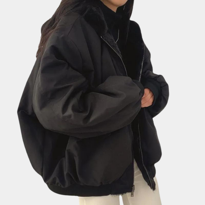 Blouson Oversize Léa Femme à Capuche | Doublé Fausse Fourrure 3