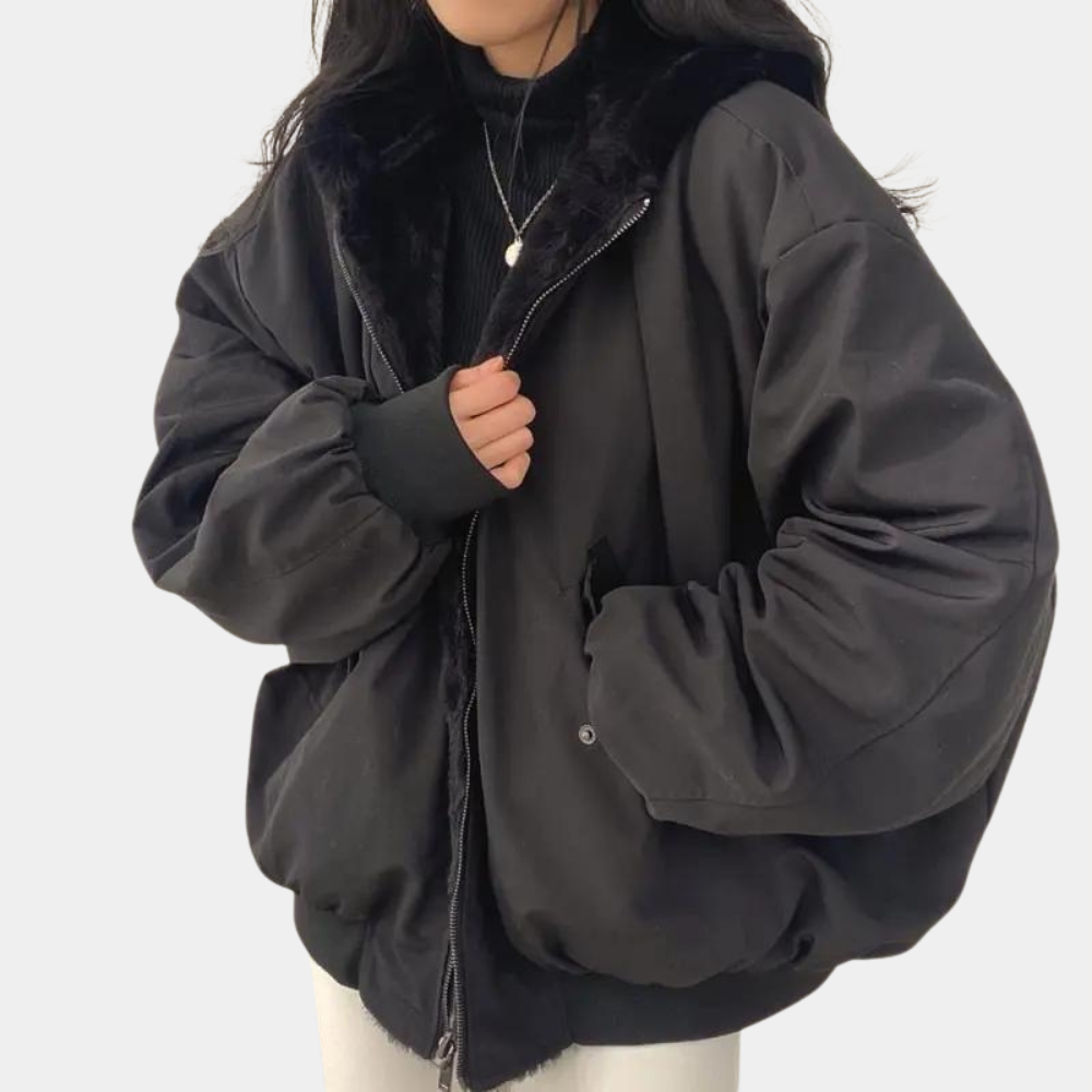 Blouson Oversize Léa Femme à Capuche | Doublé Fausse Fourrure 4