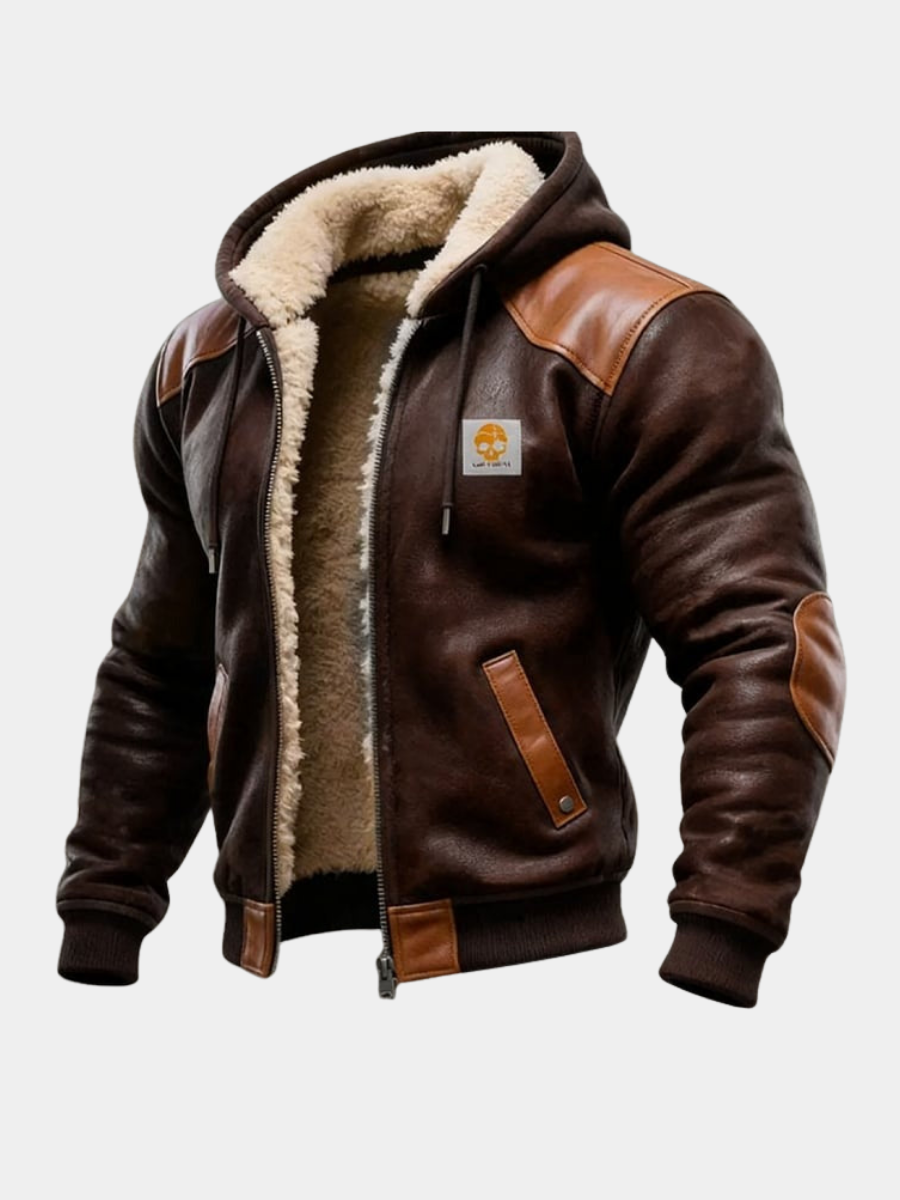 Veste Vintage Nathan | Homme, Daim et Cuir, Avec Capuche 0
