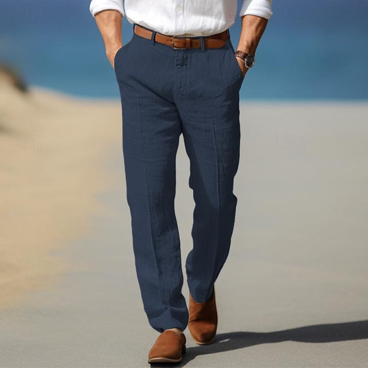 Pantalon en Lin Premium Victor | Passants Ceinture, Élégance Estivale 4