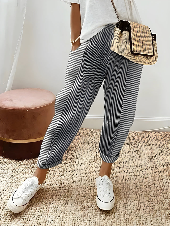 Pantalon Rayé Zoé Femme | Jambes Larges, Taille Haute Estivale 4