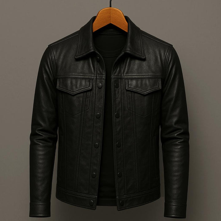 Veste en Cuir Rider Léo | Homme, Col Zippé, Style Moderne 1