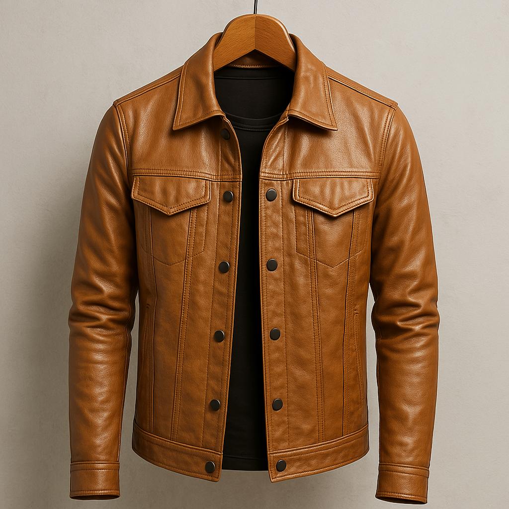 Veste en Cuir Rider Léo | Homme, Col Zippé, Style Moderne 2