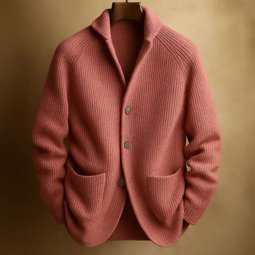 Cardigan en Laine Côtelée Thomas | Col Châle pour Homme 0