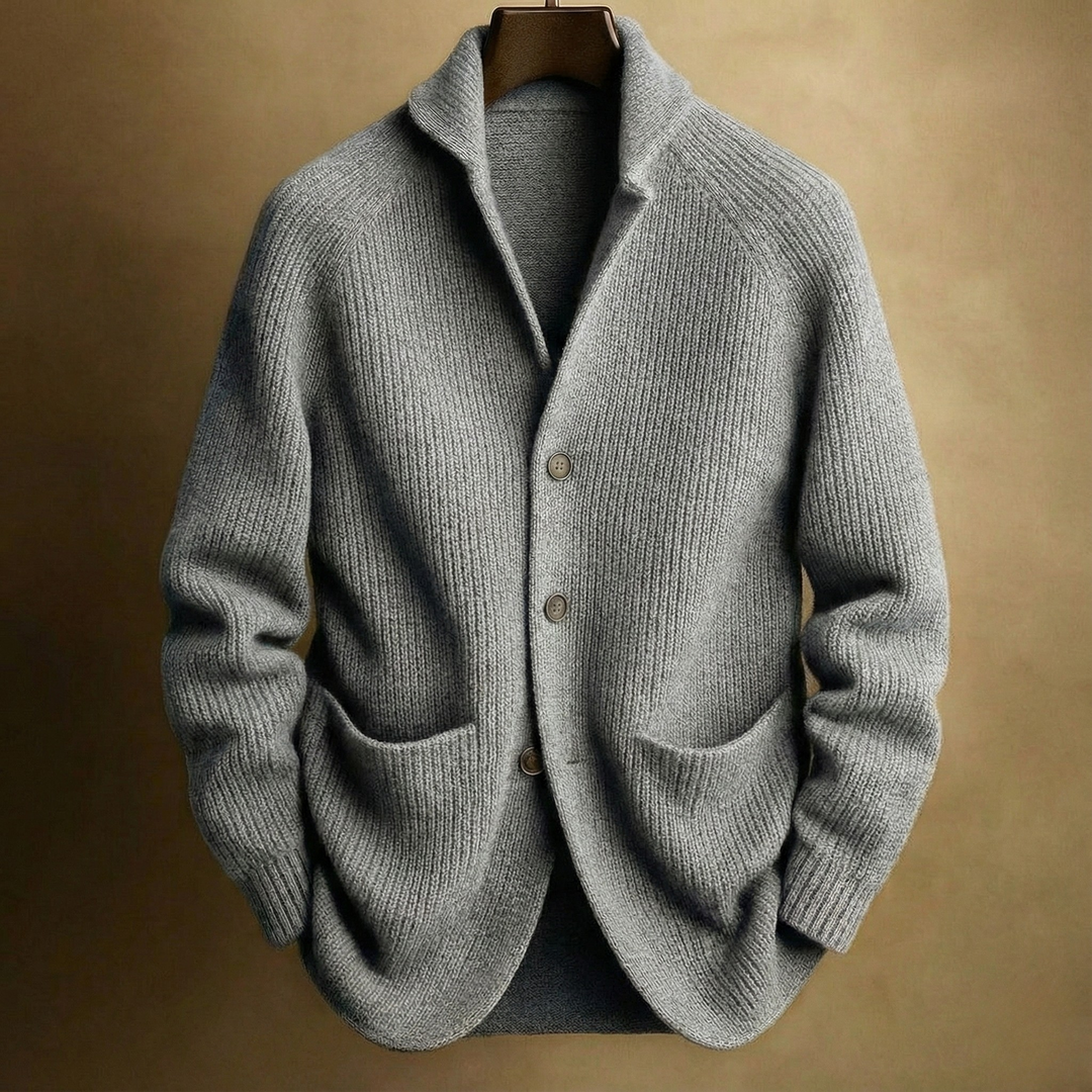 Cardigan en Laine Côtelée Thomas | Col Châle pour Homme 3