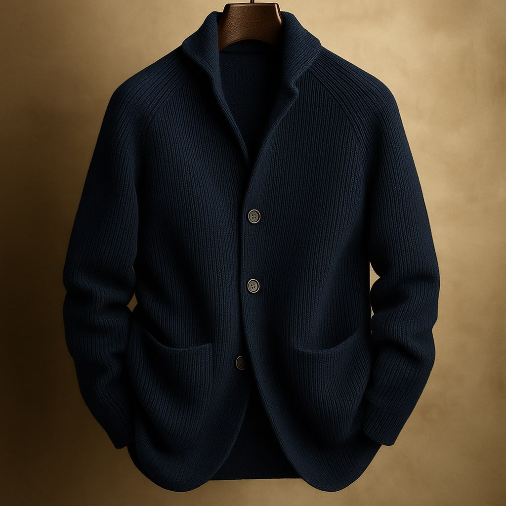 Cardigan en Laine Côtelée Thomas | Col Châle pour Homme 4