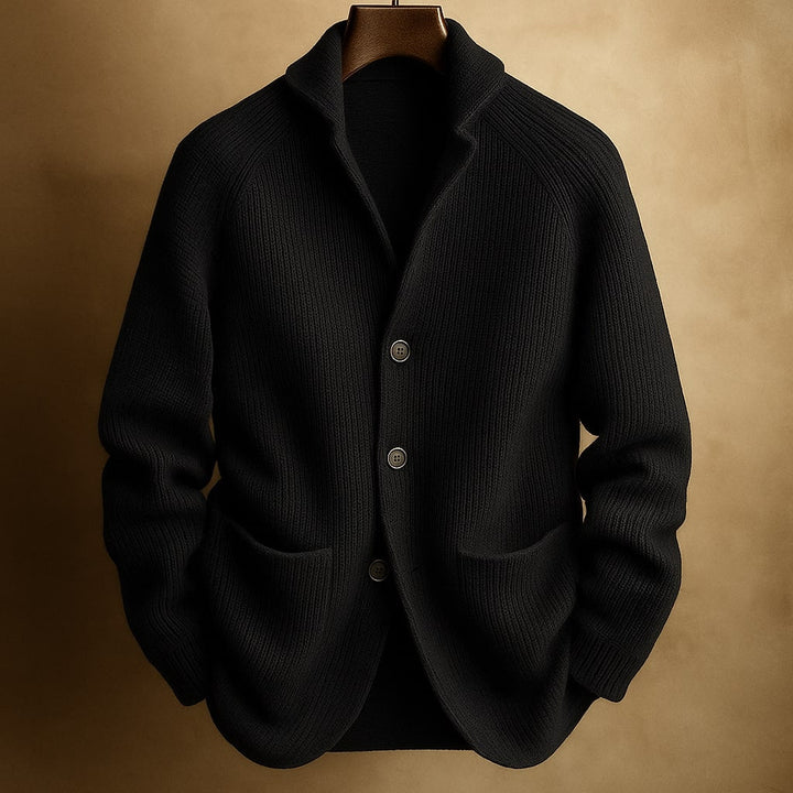 Cardigan en Laine Côtelée Thomas | Col Châle pour Homme 5