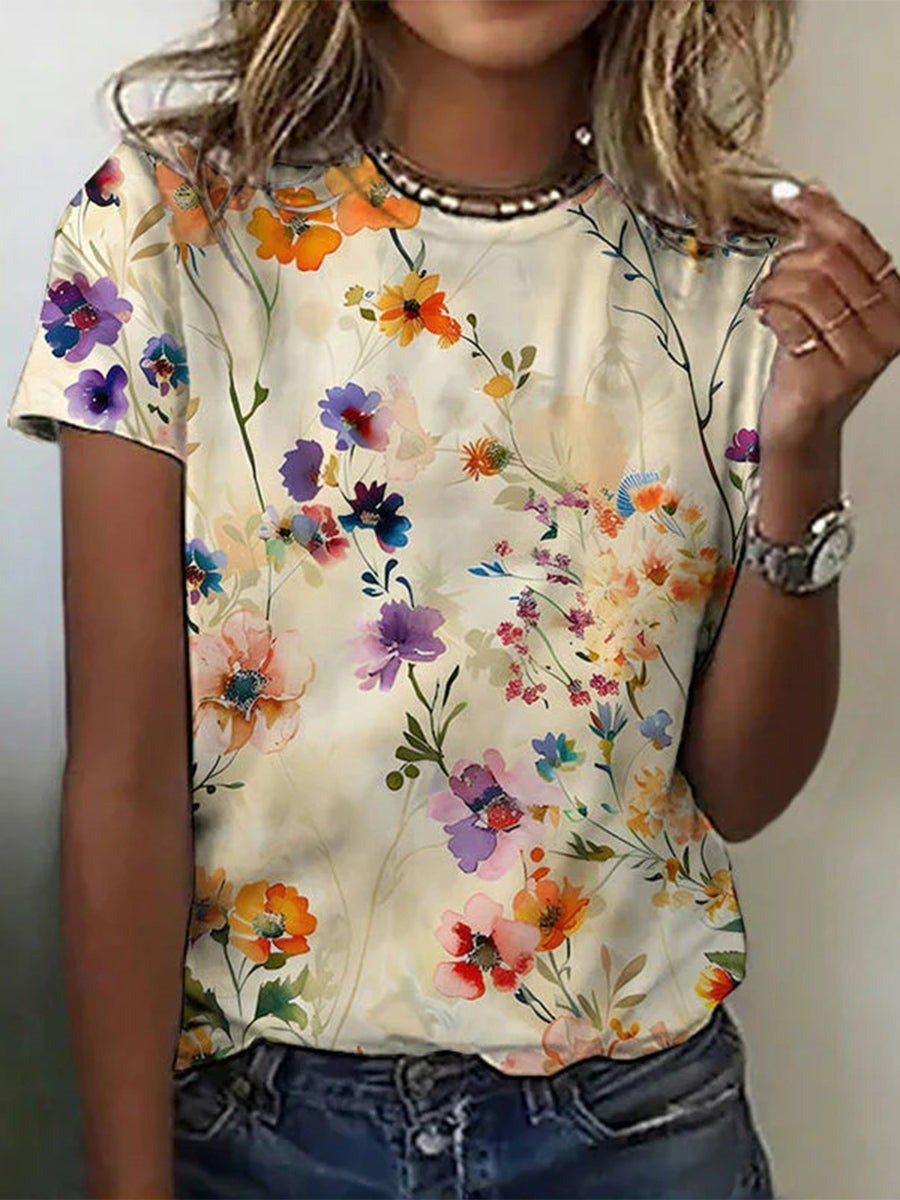 T-shirt Fleuri Louise | Imprimé Vintage, Tissu Stretch Léger 0