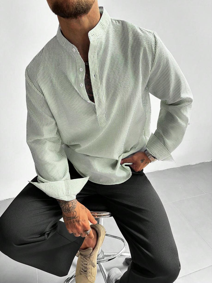 Chemise Col Mao à Rayures Sacha Homme | Manches Longues, Motif Rayé 0