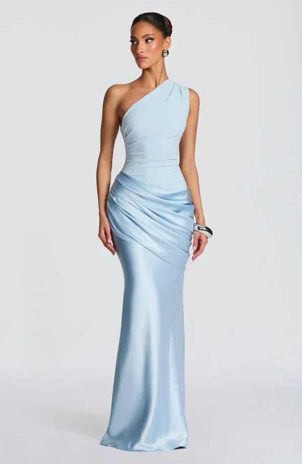 Robe Longue Capucine | Épaule Unique, Détail Drapé, Élégance 0
