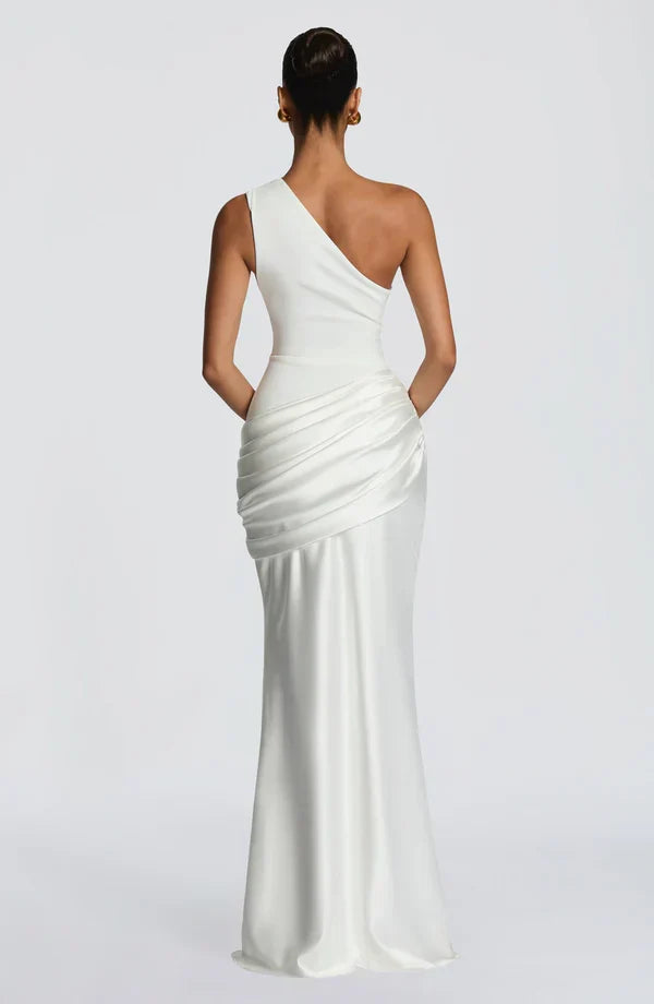 Robe Longue Capucine | Épaule Unique, Détail Drapé, Élégance 19
