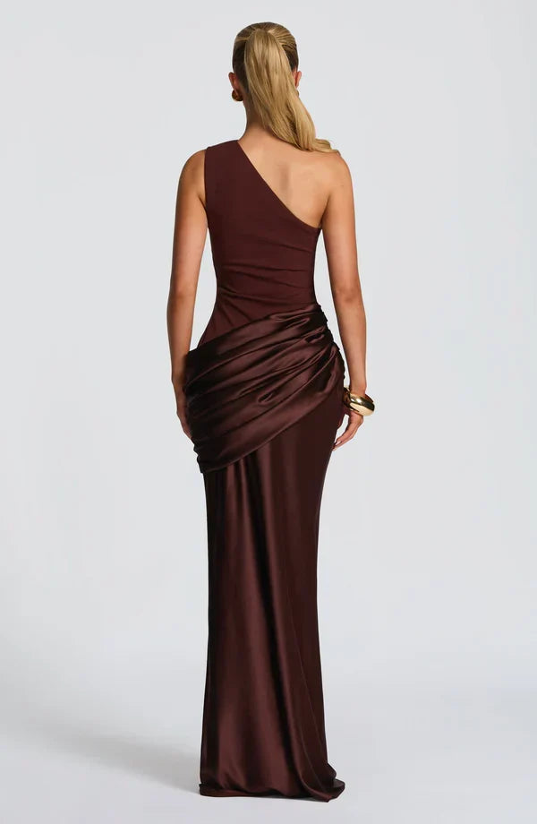 Robe Longue Capucine | Épaule Unique, Détail Drapé, Élégance 8