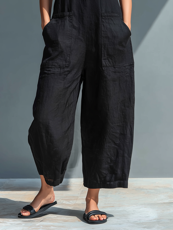 Combinaison en Lin Julia Femme | Col Montant, Sans Manches 7