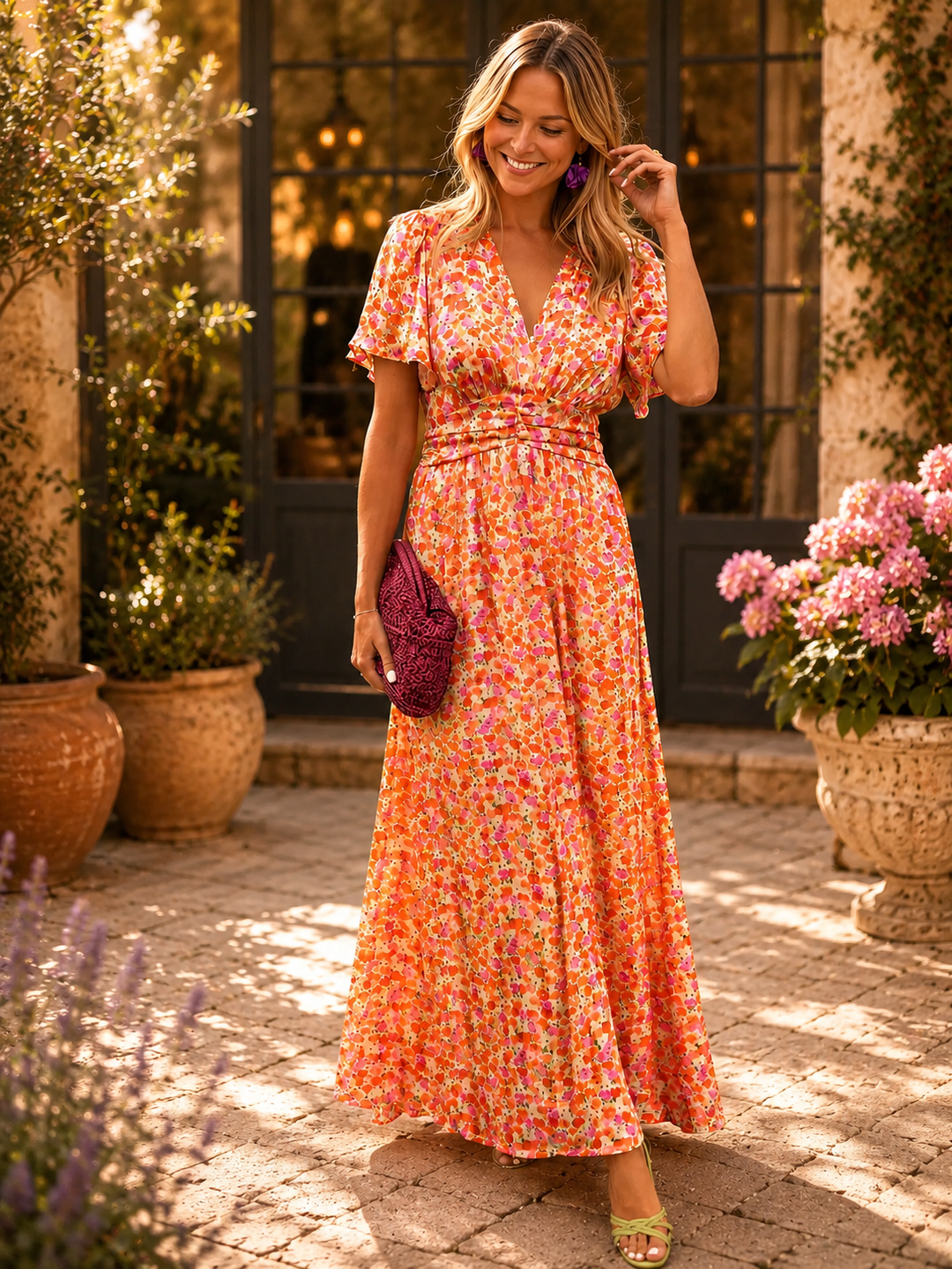 Robe Fleurie Alice | Taille Élastique, Manches Courtes, Été Chic 0