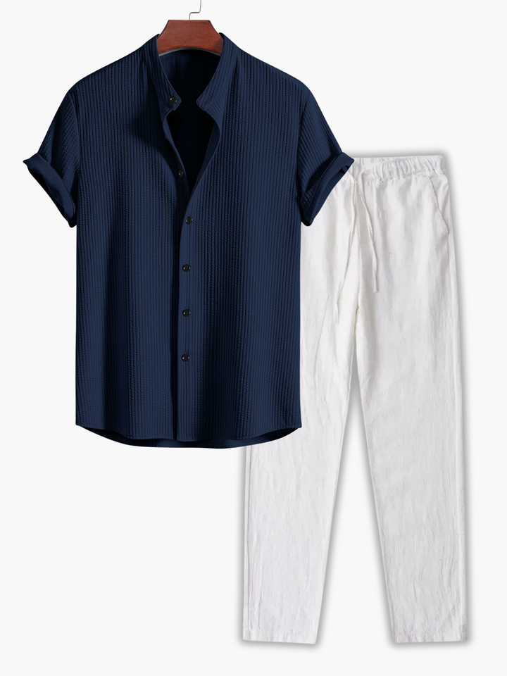 Chemise Col Mao et Pantalon Léo Homme | Manches Retroussées 3