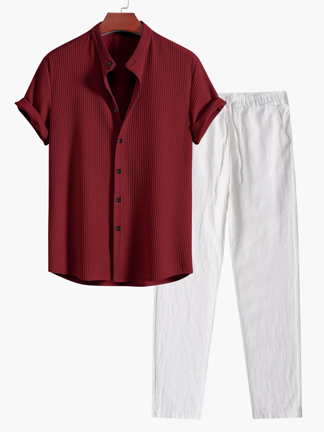 Chemise Col Mao et Pantalon Léo Homme | Manches Retroussées 0