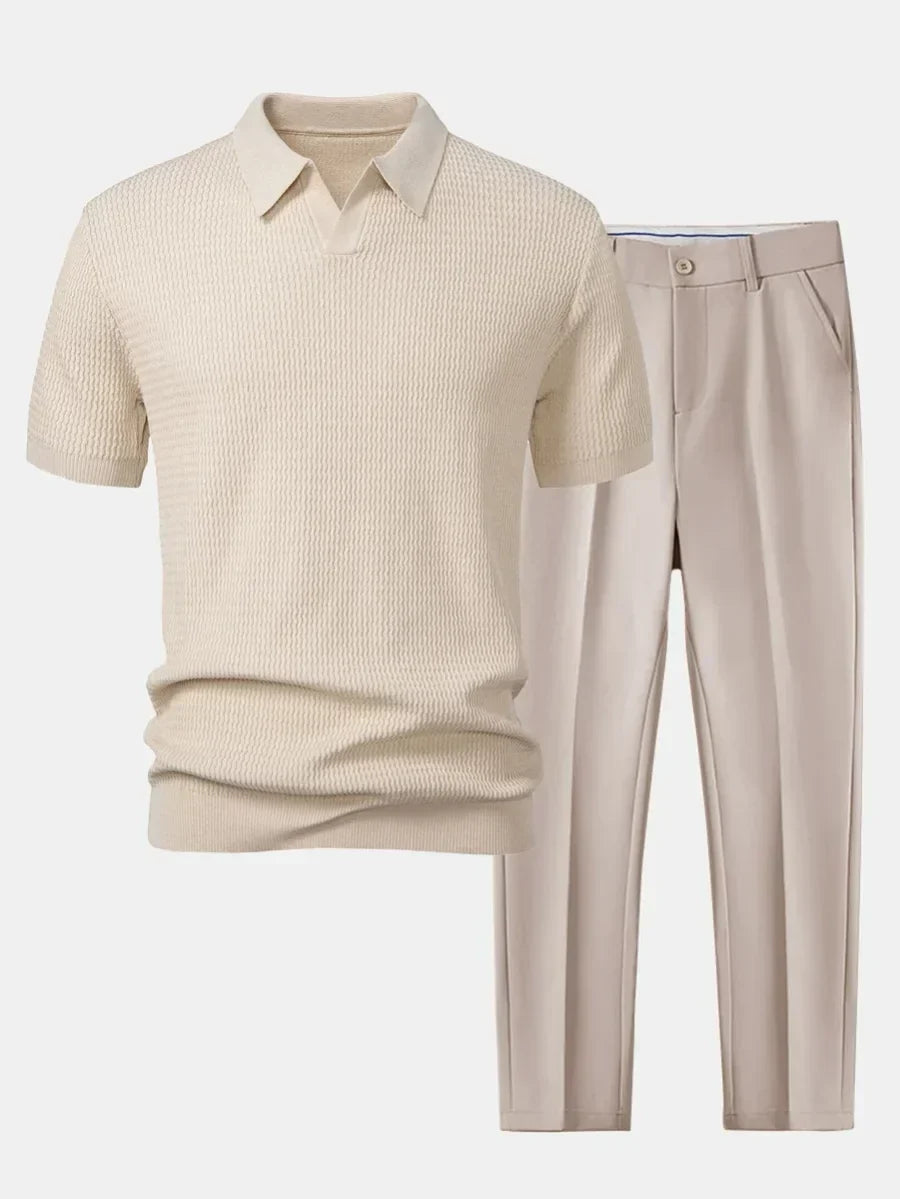 Ensemble Polo et Pantalon Ajusté Baptiste Homme | Polo Texturé 0