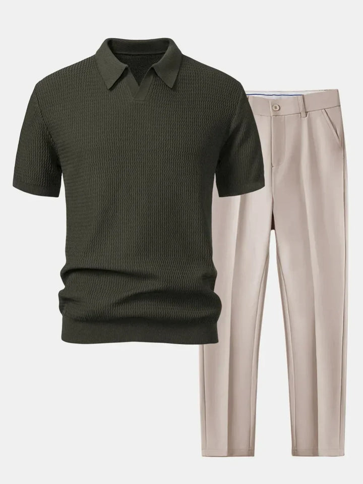 Ensemble Polo et Pantalon Ajusté Baptiste Homme | Polo Texturé 2
