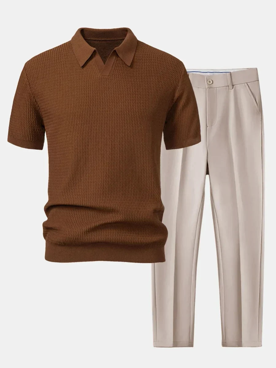 Ensemble Polo et Pantalon Ajusté Baptiste Homme | Polo Texturé 3
