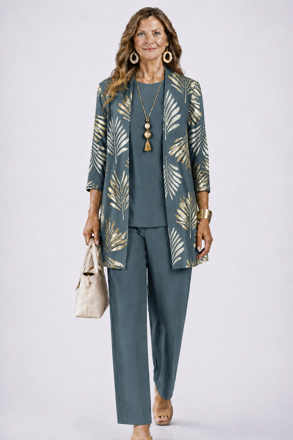 Ensemble Trois Pièces Camille Femme | Gilet Imprimé, Pantalon Coordonné 0