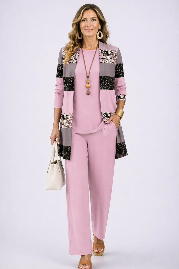 Ensemble Trois Pièces Camille Femme | Gilet Imprimé, Pantalon Coordonné 11