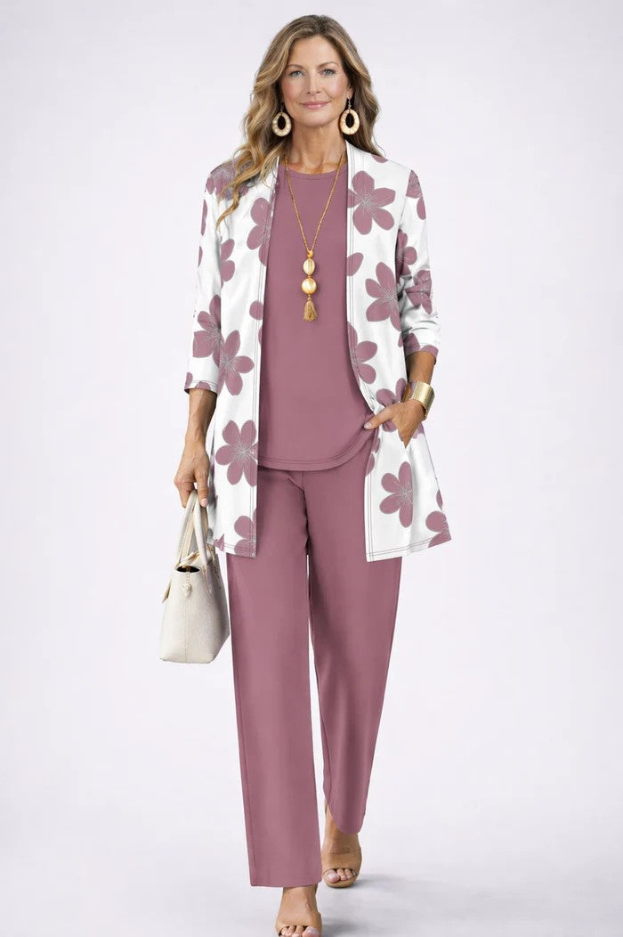 Ensemble Trois Pièces Camille Femme | Gilet Imprimé, Pantalon Coordonné 17